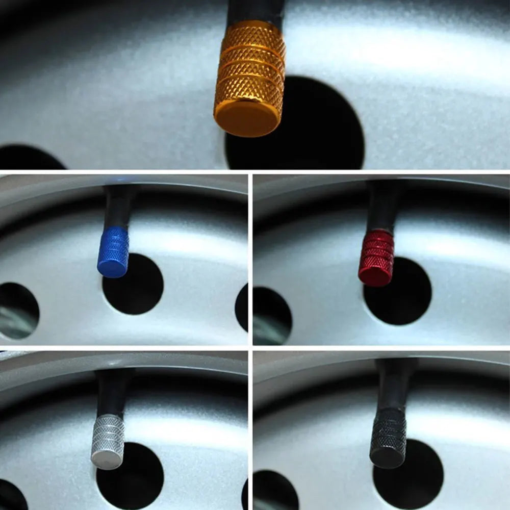 Knurled Aluminum Tire Valve Stem Caps, Set of 4