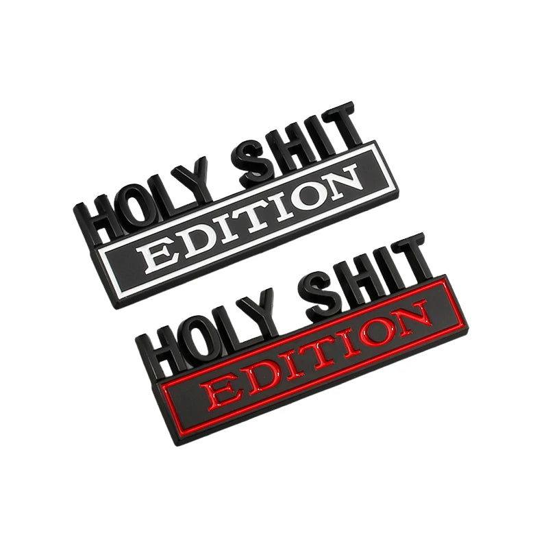 3D Metal Chrome 'Holy Sh*t' Car Emblem Badge - Funny Auto Sticker - image 3