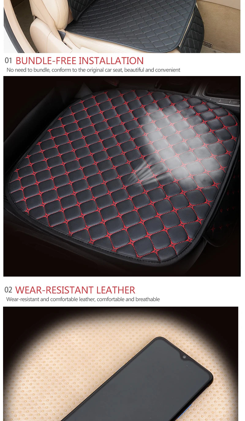 PU Leather Front or Rear Car Seat Cover with Contrast Line Trim
