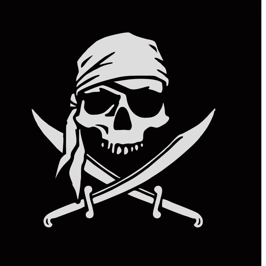 Skull Pirate Vinyl Car Decal, 5 Sizes
