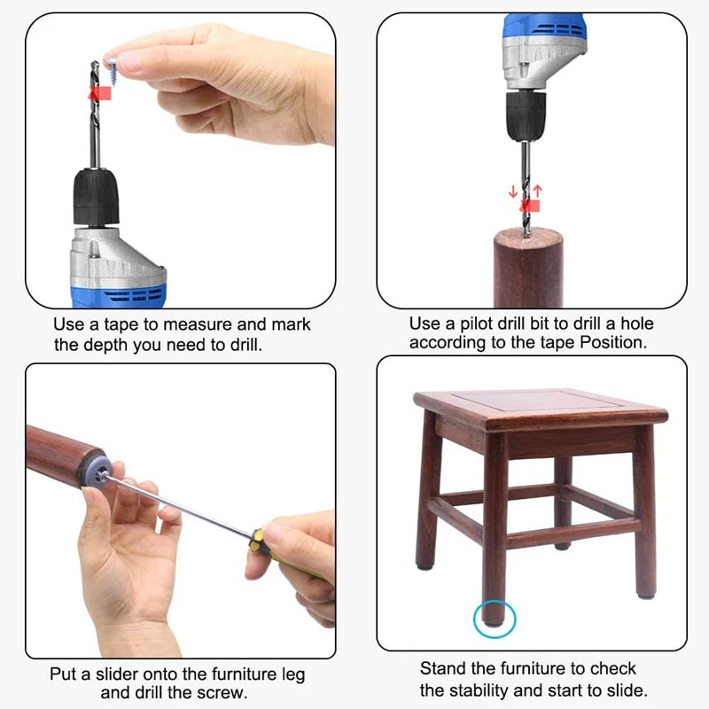 48-Piece PTFE Furniture Gliders with Screws – 25mm Round