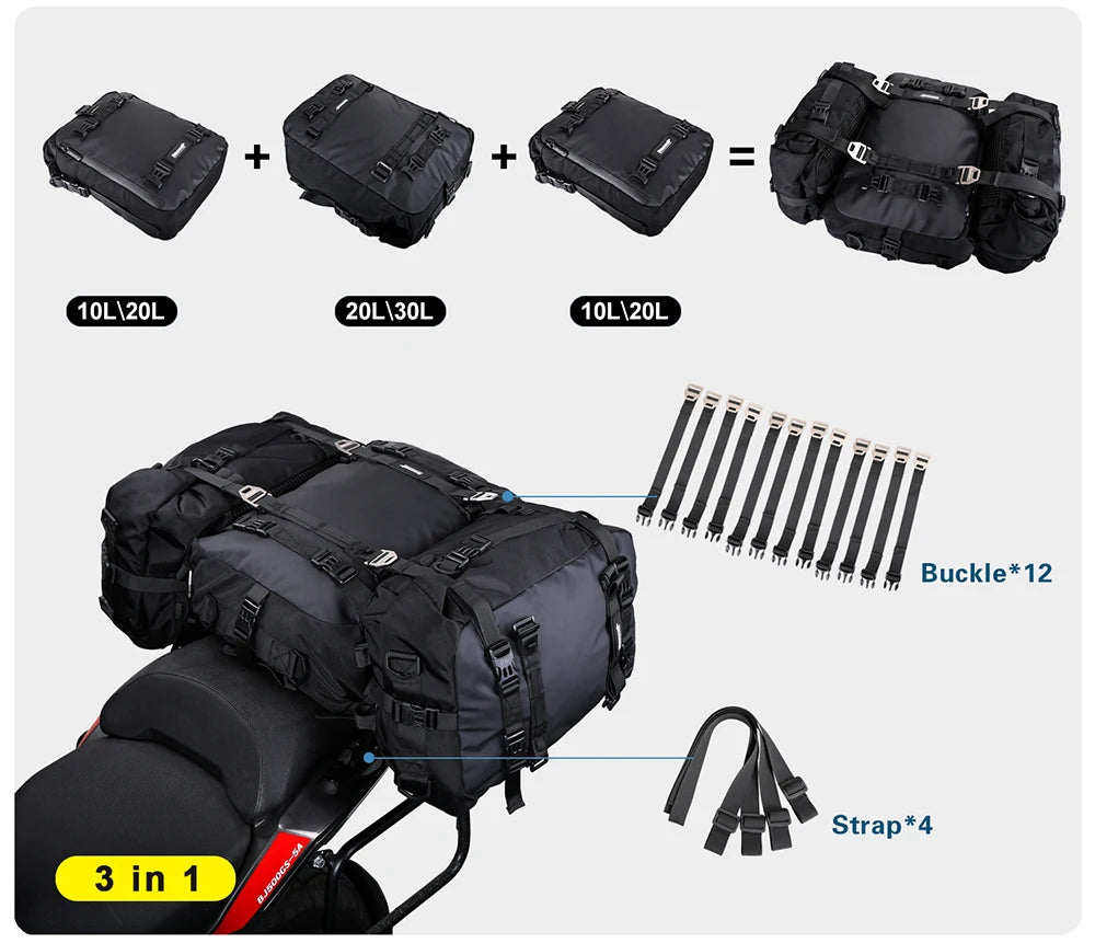 Rhinowalk Waterproof Motorcycle Tail Bag 10-30L - image 15