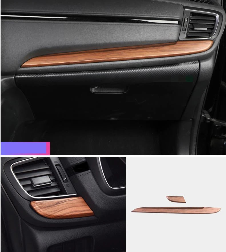 Accessories For Honda CRV 2017 2018 2019 2020 2021 Wood Grain Shift Gear Panel Car Cover Console Water Cup Holder Cover Trim