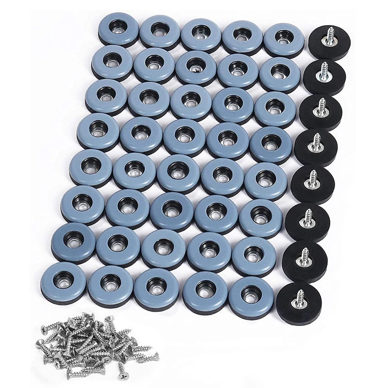 48-Piece PTFE Furniture Gliders with Screws – 25mm Round