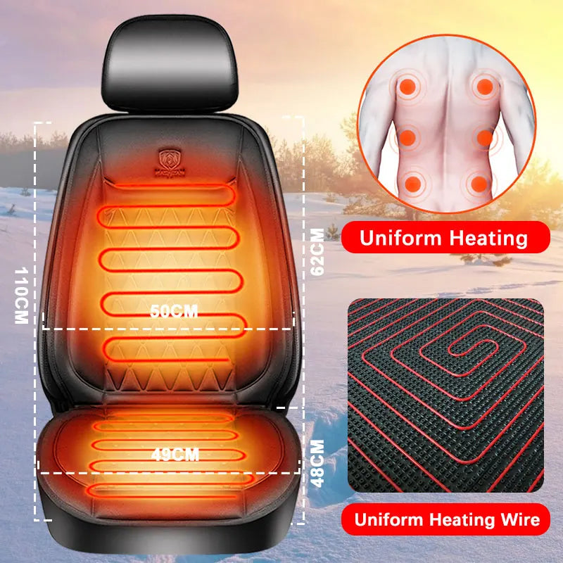 12-24V Heated Car Seat Cover with 3 Heat Settings