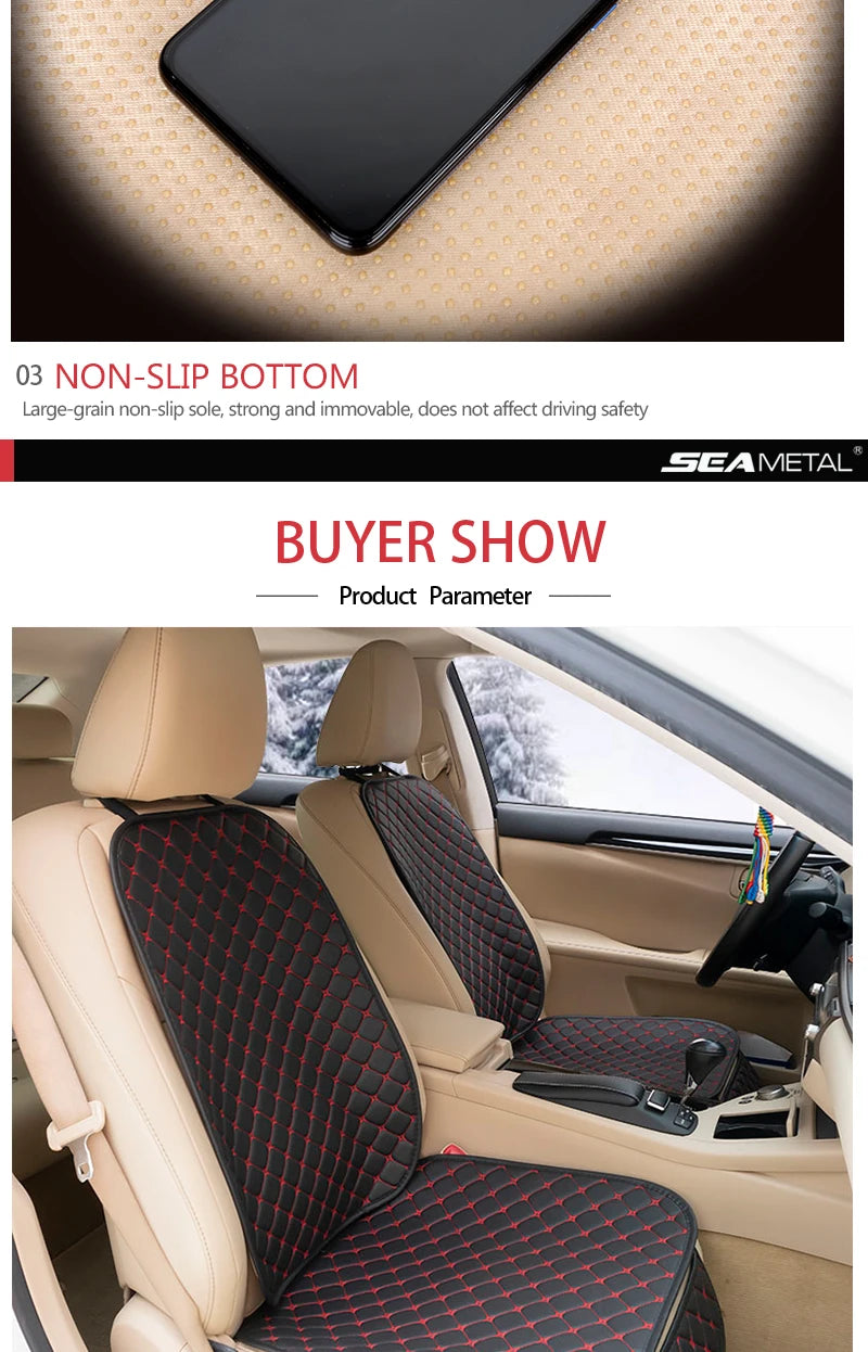PU Leather Front or Rear Car Seat Cover with Contrast Line Trim