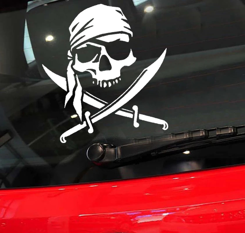 Skull Pirate Vinyl Car Decal, 5 Sizes