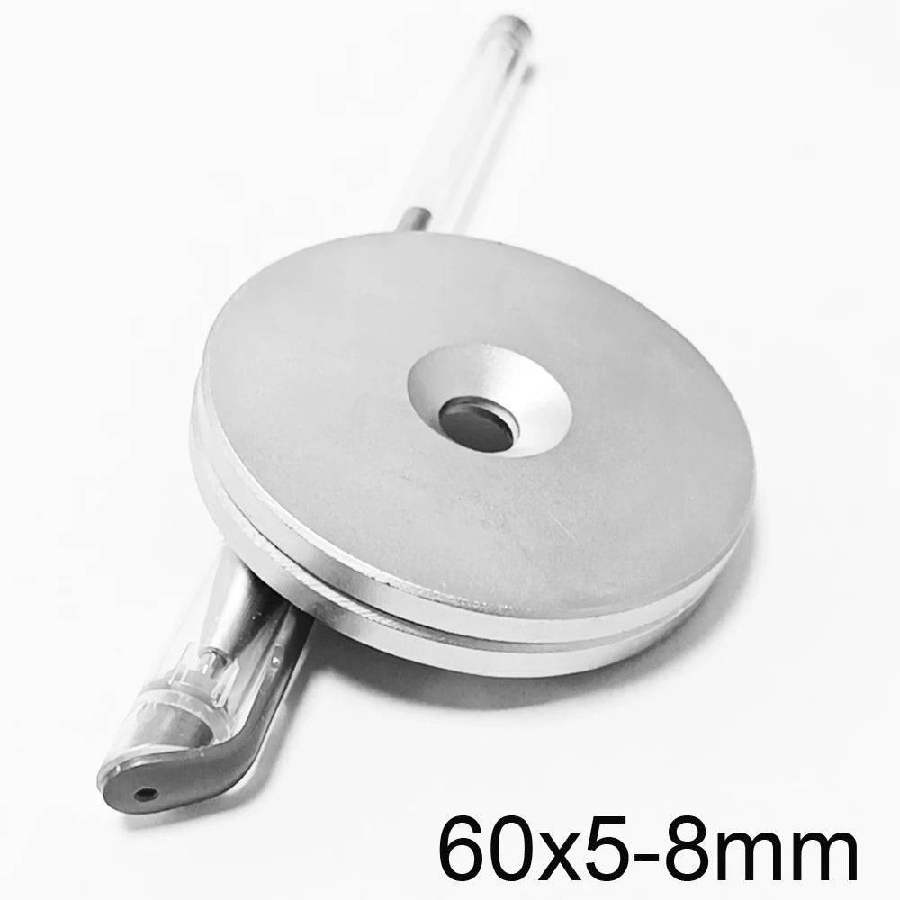 N35 Neodymium Countersunk Disc Magnets 60x5mm with 8mm Hole