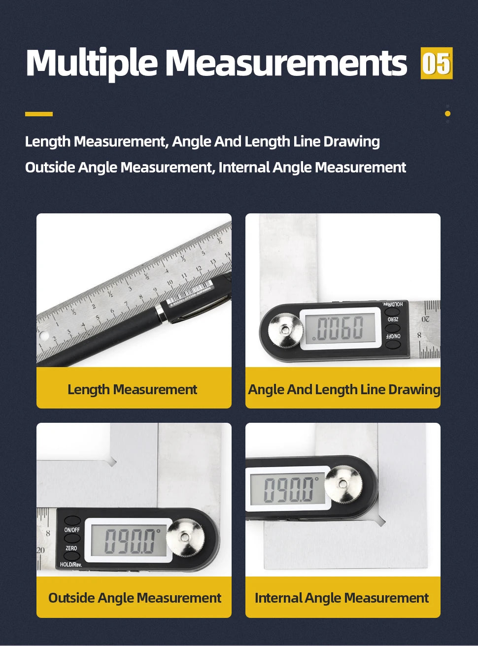 Digital Angle Gauge Protractor 0-360° LCD Display 200mm Measuring Tool - image 16