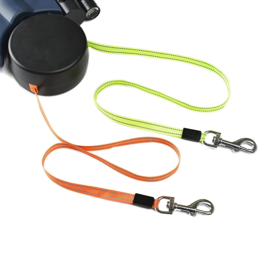 Retractable Dual Dog Leash with Light, 3m, for Small Dogs