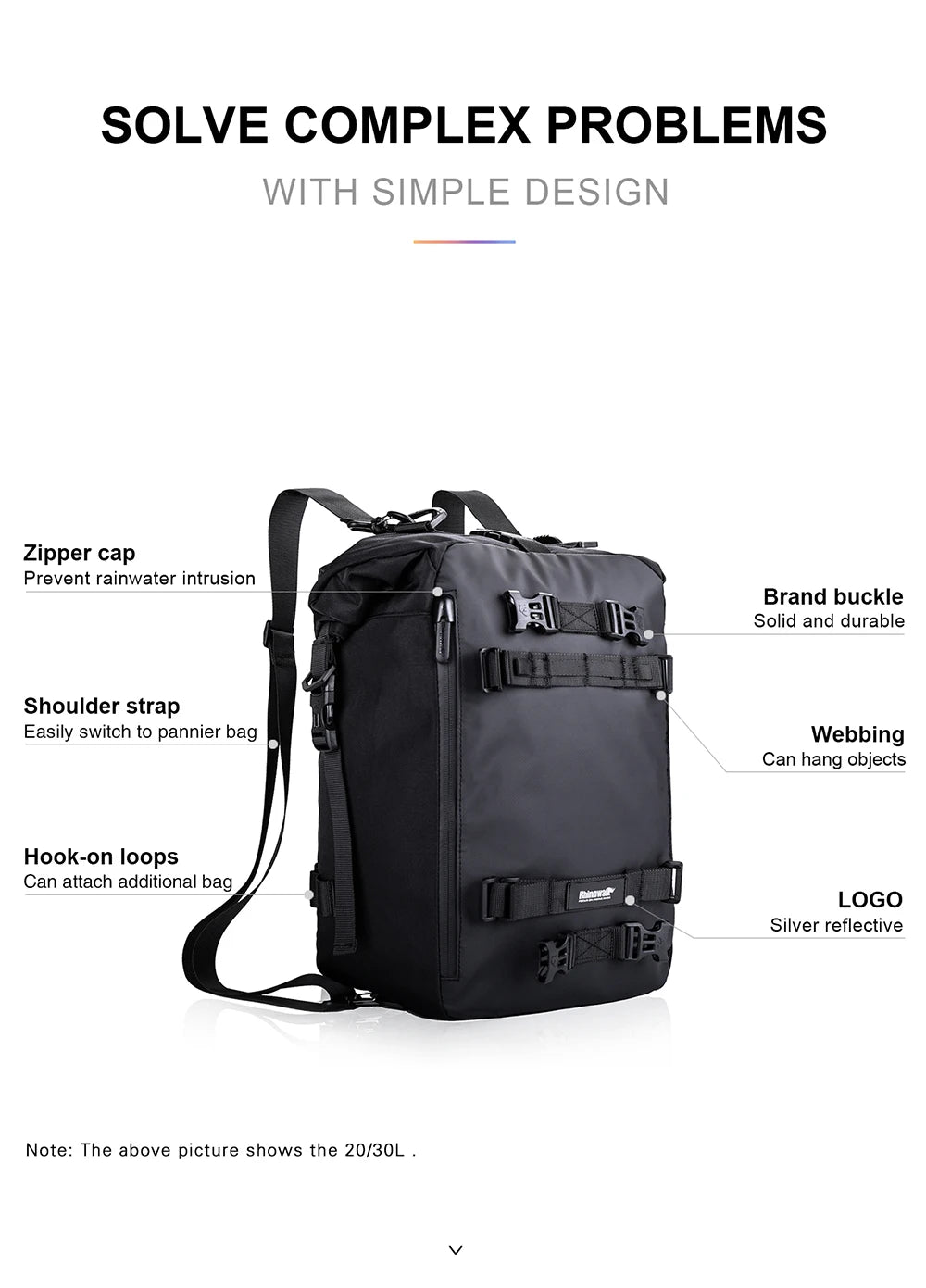Rhinowalk Waterproof Motorcycle Tail Bag 10-30L - image 11