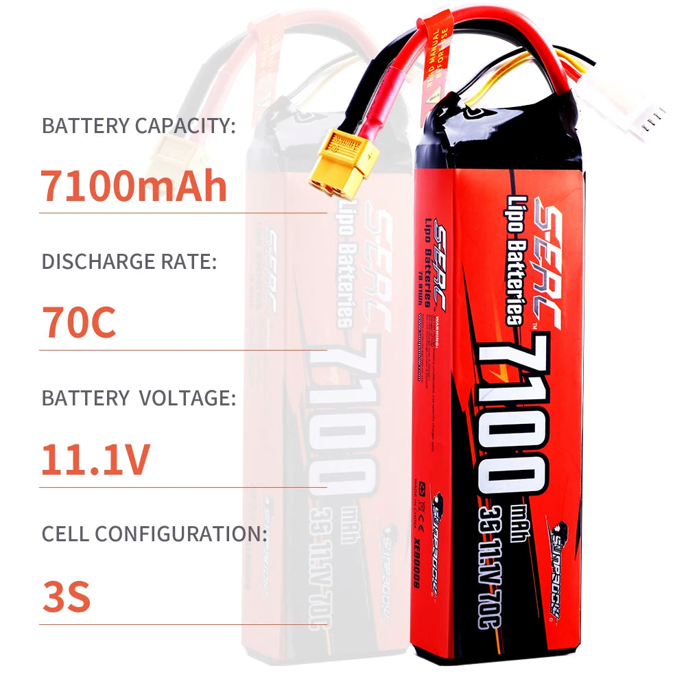 Sunpadow 3S 11.1V 5600mAh 70C LiPo Battery for RC Vehicles - image 3