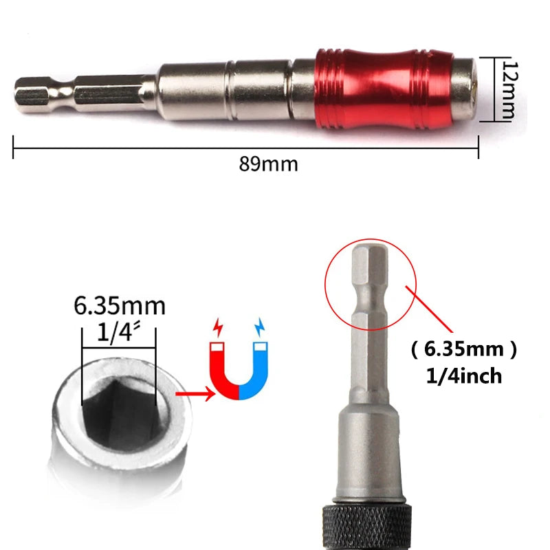 Magnetic 1/4" Hex Quick Change Screwdriver Bit Holder Extension Rod - image 3