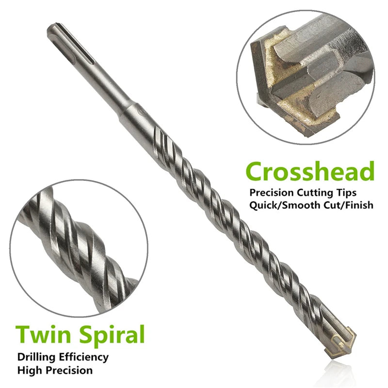 110/160/210/260mm Electric Hammer Drill Bits 5-25mm Cross Type Tungsten Steel Alloy SDS Plus For Masonry Concrete Rock Stone