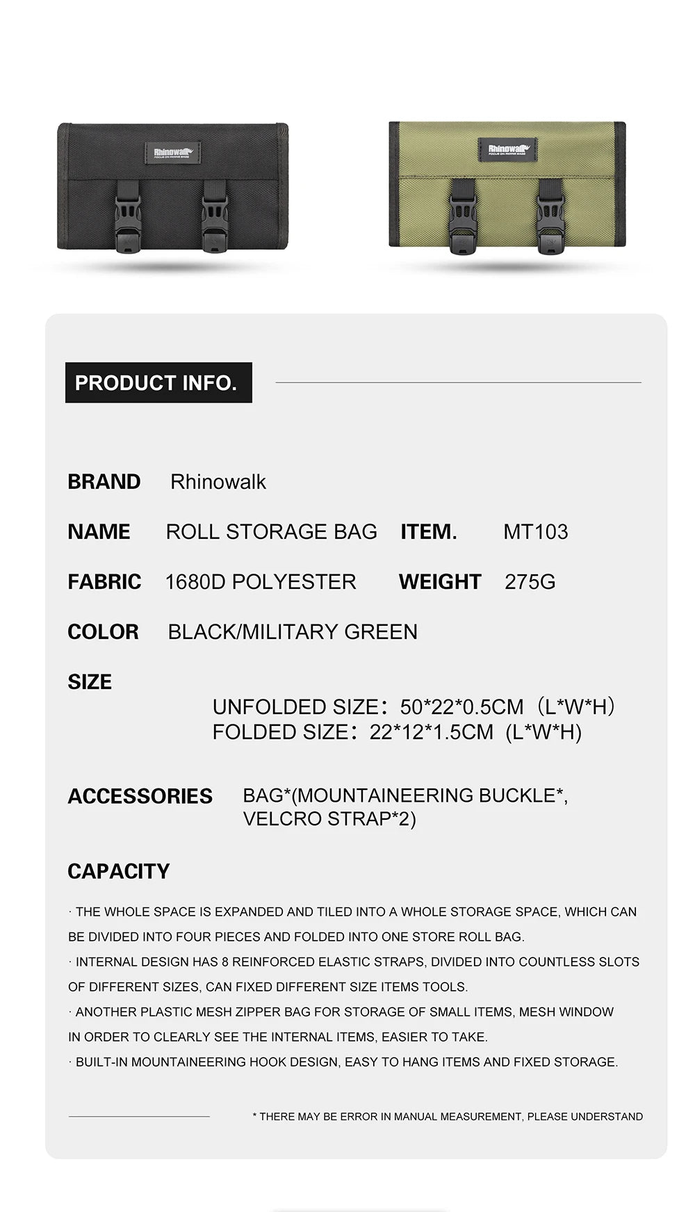 Rhinowalk Motorcycle Tool Roll Saddlebag - image 10