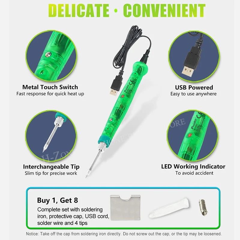 Pro'sKit SI-169U 3D Printing Finishing Maintenance Soldering Iron Group Tools Kit 8W Handheld USB Electric Soldering Iron Set