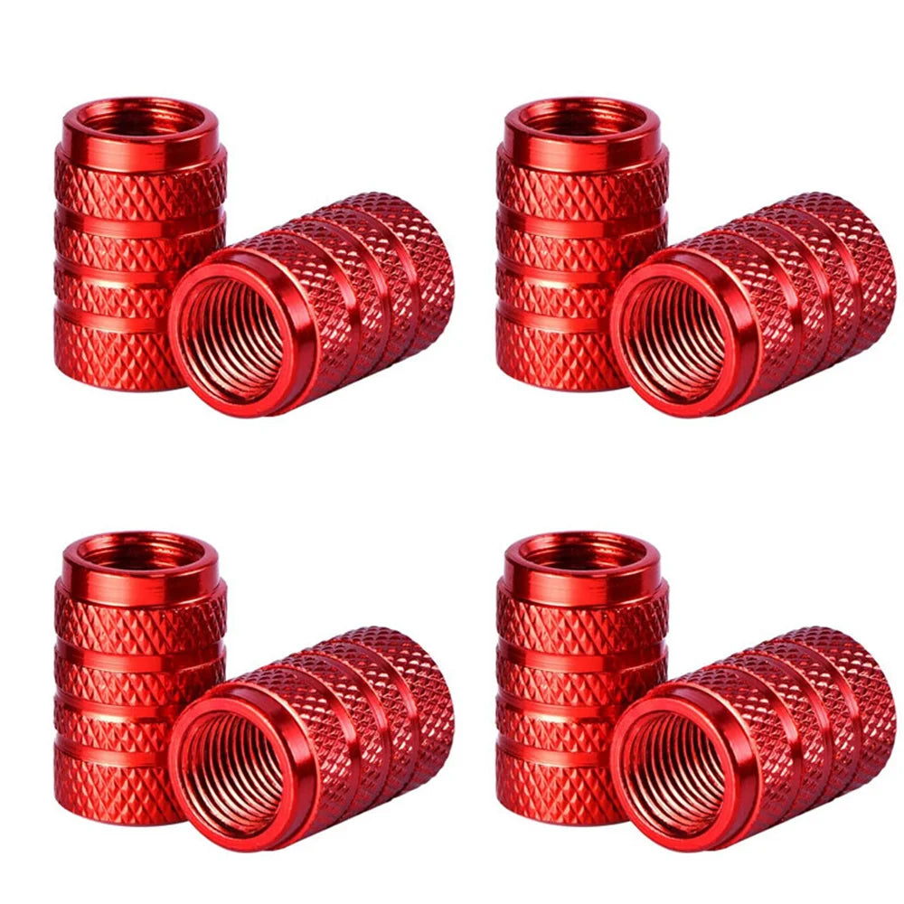Knurled Aluminum Tire Valve Stem Caps, Set of 4