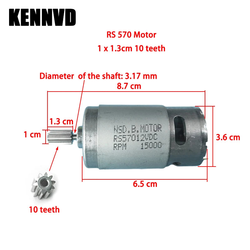 10Teeth RS380 RS390 RS550 RS570 RS555 6V 12V 24V High Speed Children's Electric Ride on Car Drive Motor Steering Motor Engine