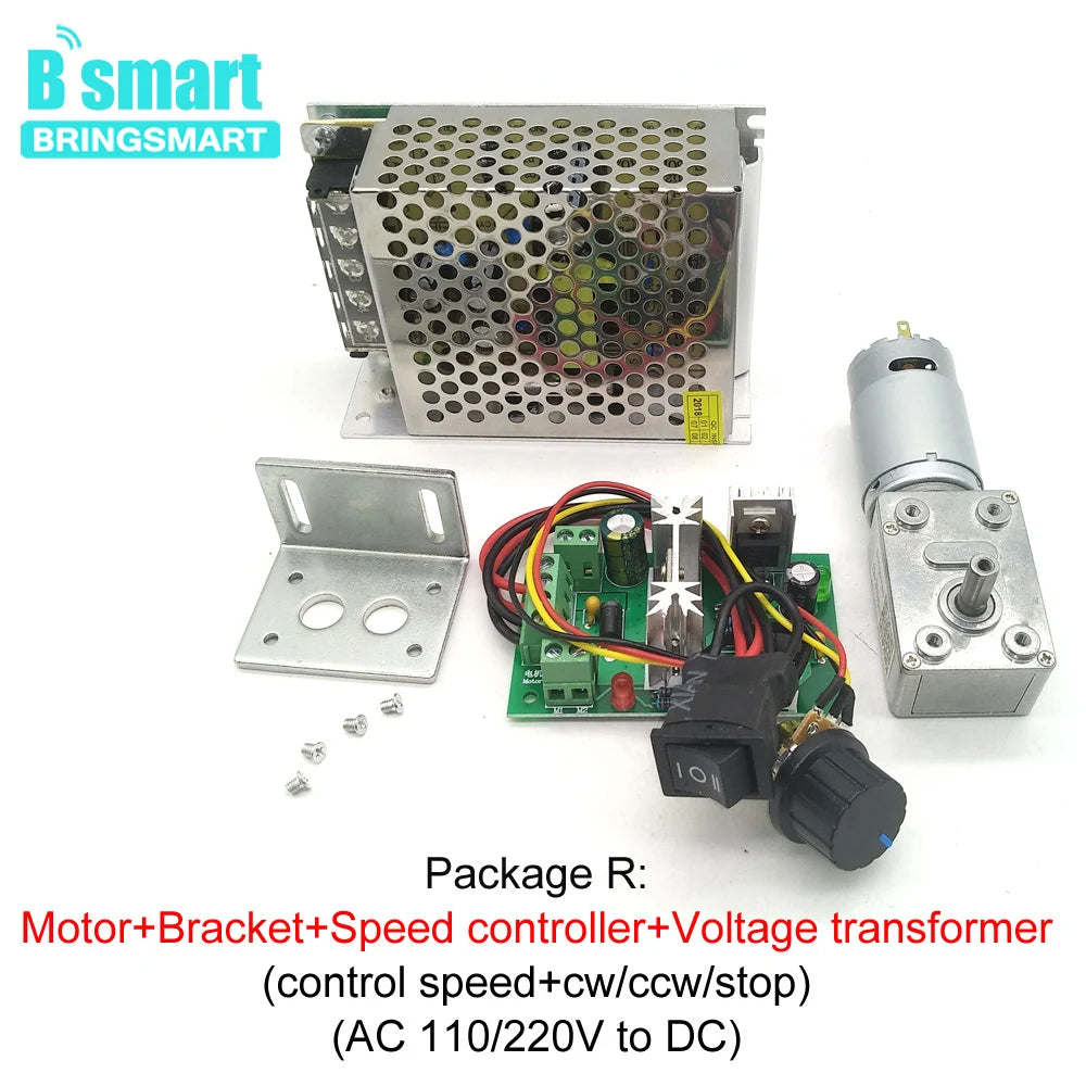DC 12V/24V Worm Gear Reduction Motor, Self-Locking Gearbox