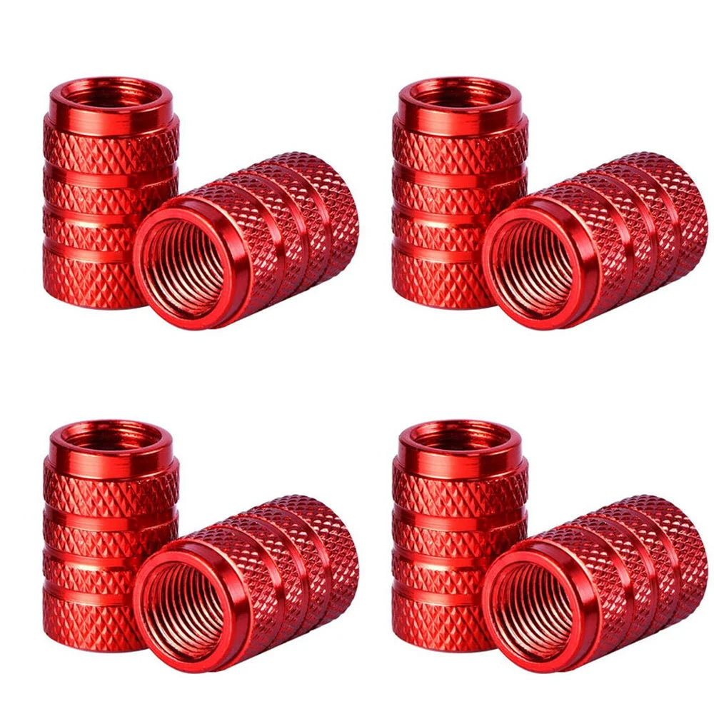 Knurled Aluminum Tire Valve Stem Caps, Set of 4