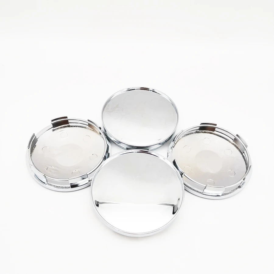 Chrome Silver Universal Wheel Center Hub Caps, 4-Pack - image 6