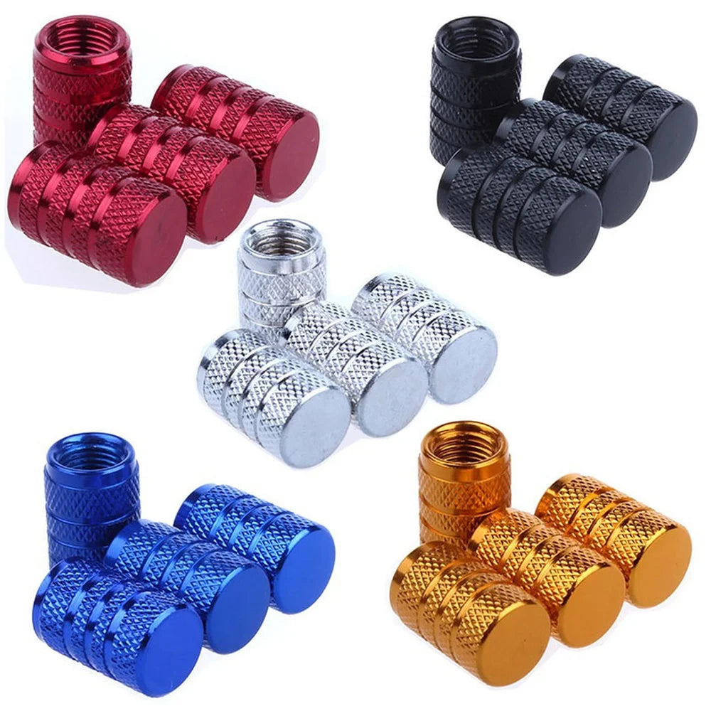 Knurled Aluminum Tire Valve Stem Caps, Set of 4