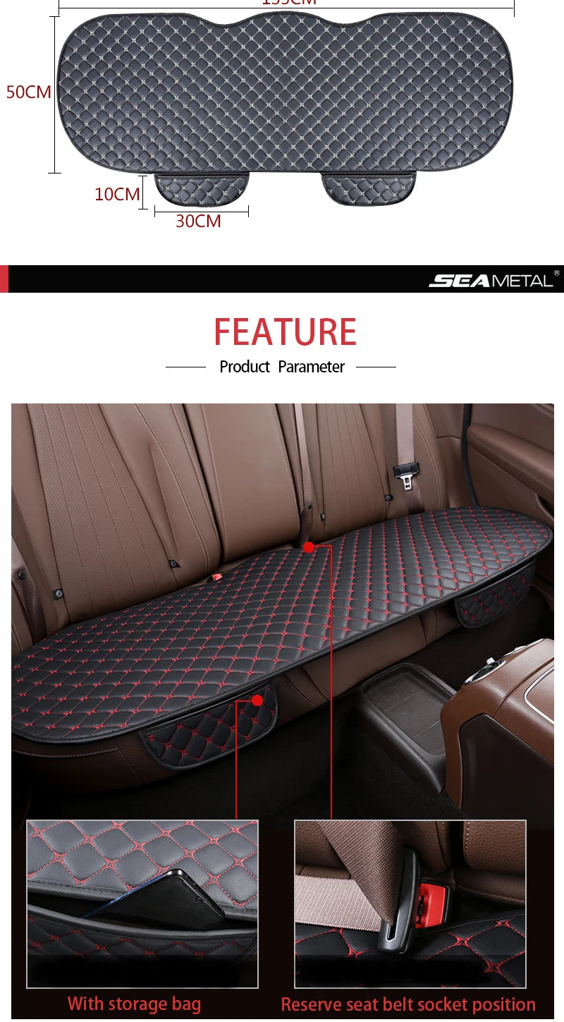 PU Leather Front or Rear Car Seat Cover with Contrast Line Trim