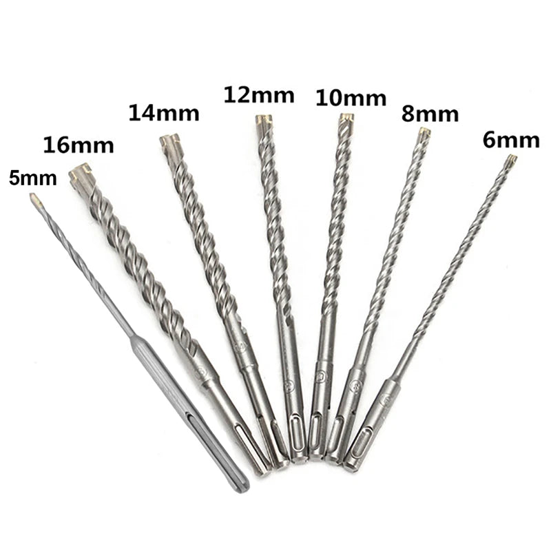 110/160/210/260mm Electric Hammer Drill Bits 5-25mm Cross Type Tungsten Steel Alloy SDS Plus For Masonry Concrete Rock Stone