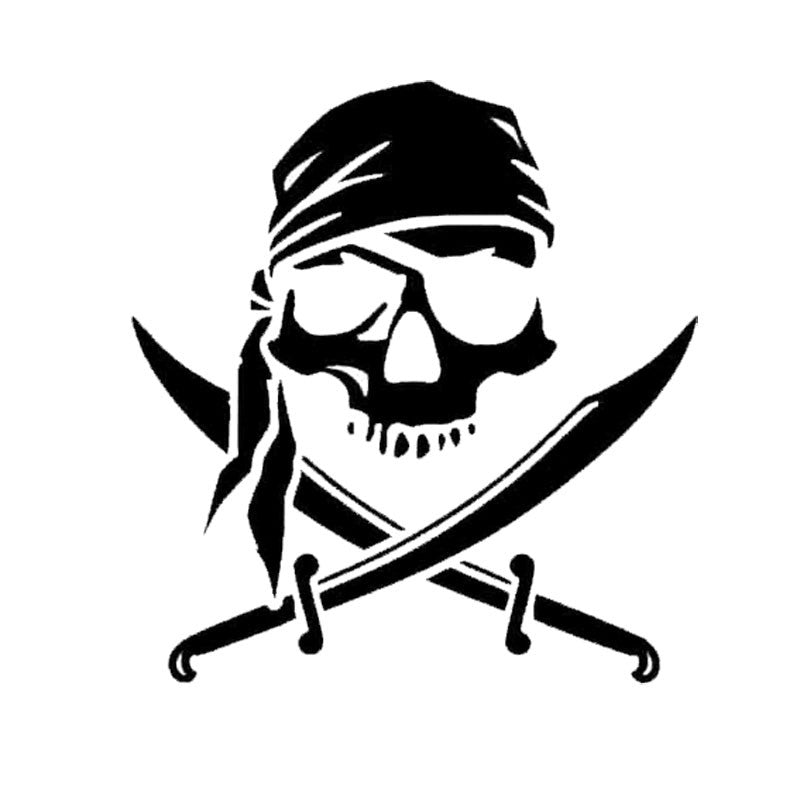 Skull Pirate Vinyl Car Decal, 5 Sizes