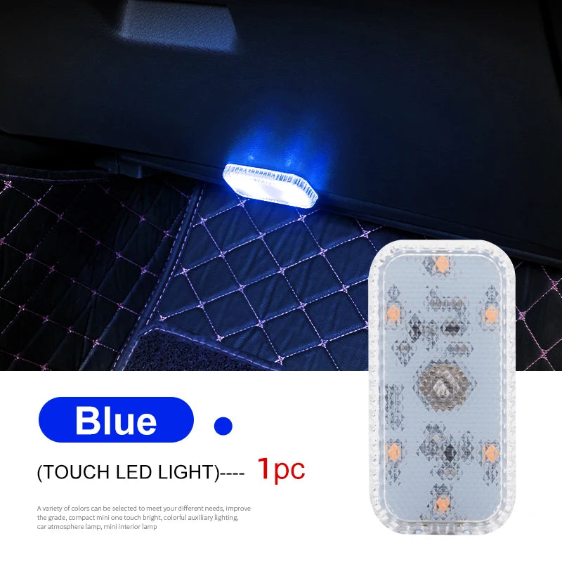 Mini LED Touch Light for Car Interior, USB Rechargeable Wireless Lamp