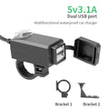 Motorcycle Vehicle-Mounted Charger Waterproof USB Adapter 12V Phone Dual USB Port Quick Charge 3.0 With Switch Moto Accessory