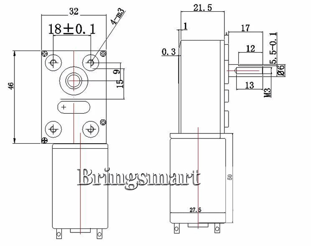 12V/24V DC Worm Gear Motor, Low Speed 2.5-210RPM