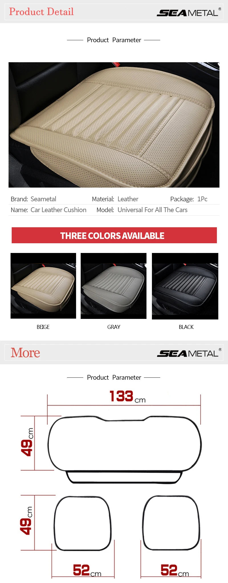 PU Leather Car Seat Cover, Front or Rear