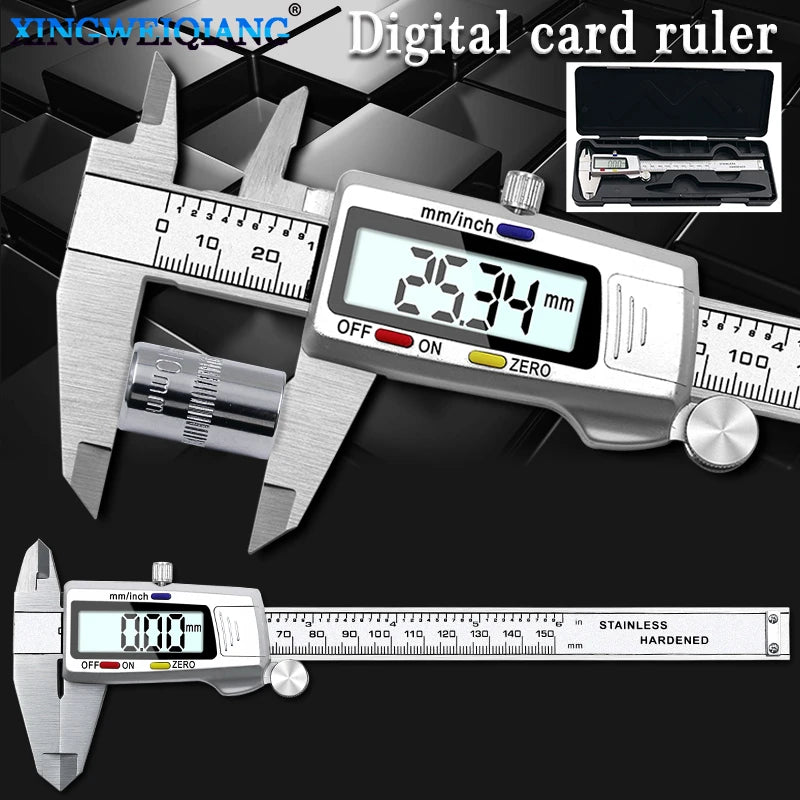 6-Inch 150mm Digital Calipers Stainless Steel Electronic Digital Vernier Caliper Metal Micrometer Measuring Tool CALIPER