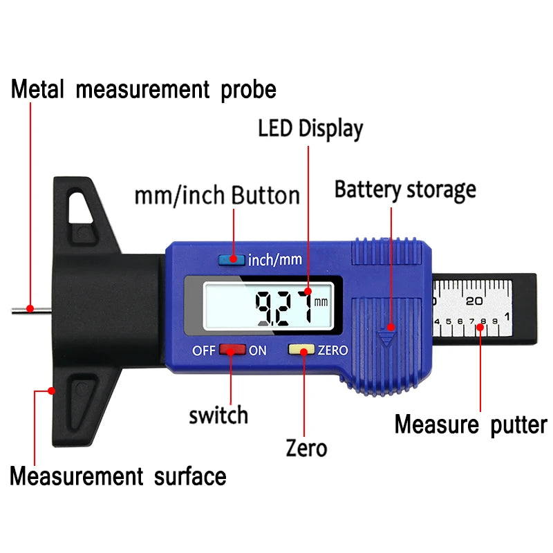 Digital Tire Tread Depth Gauge for Tires & Brake Pads