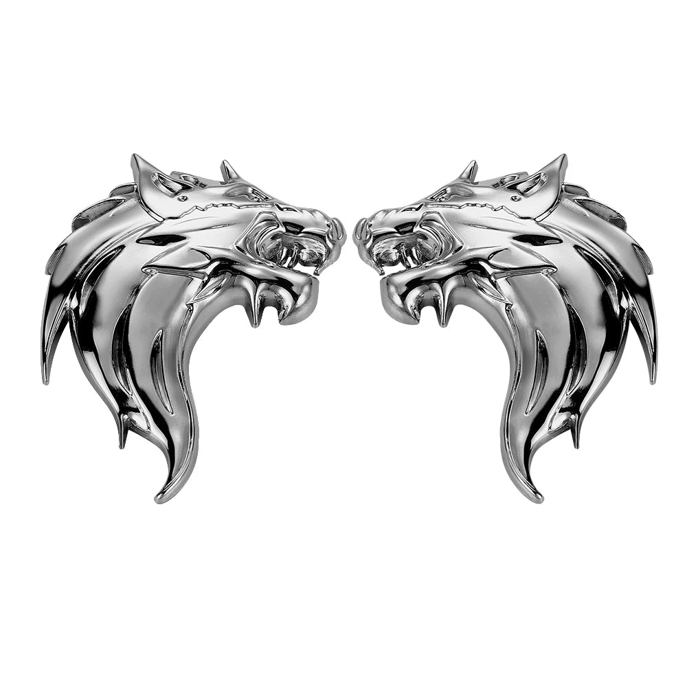 3D Wolf Head Metal Emblem Badge for Car Motorcycle - Silver/Gun/Bronze - image 2