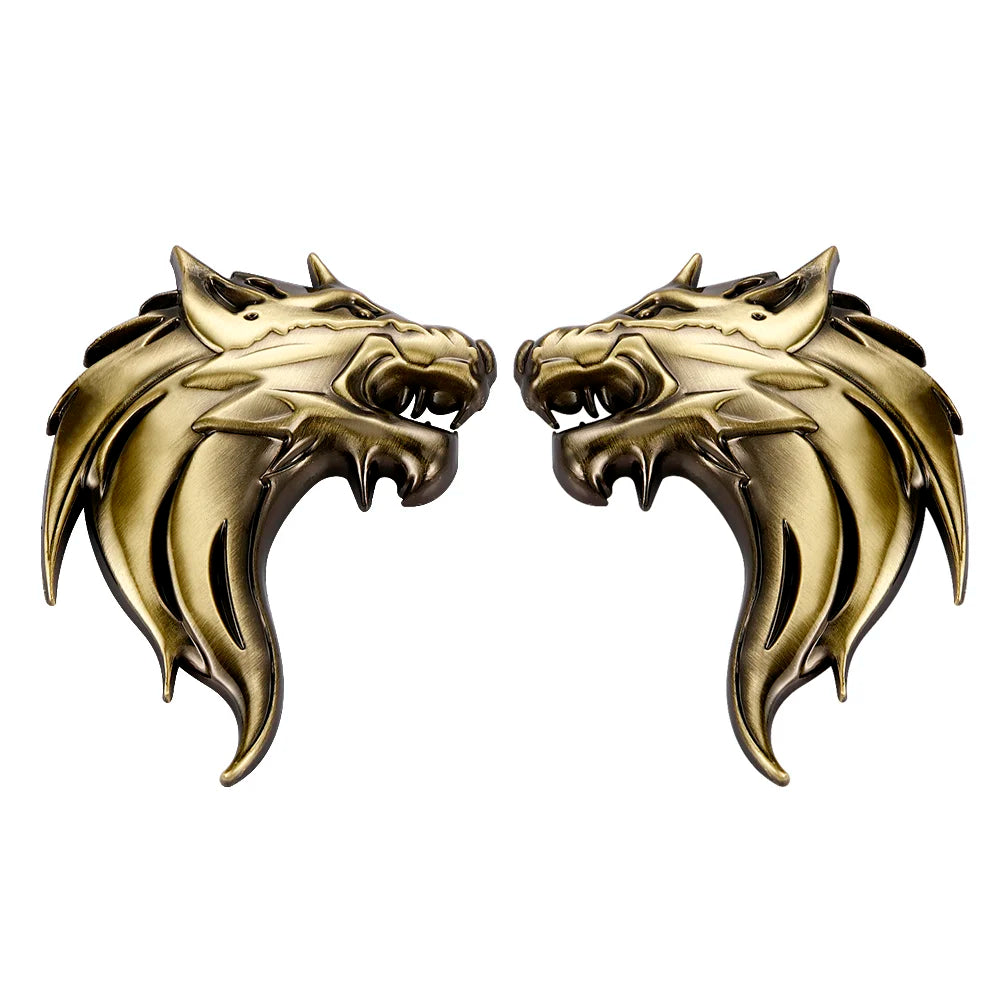 3D Wolf Head Metal Emblem Badge for Car Motorcycle - Silver/Gun/Bronze - image 3