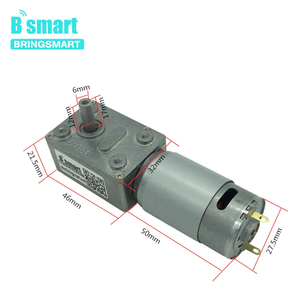 12V/24V DC Worm Gear Motor, Low Speed 2.5-210RPM