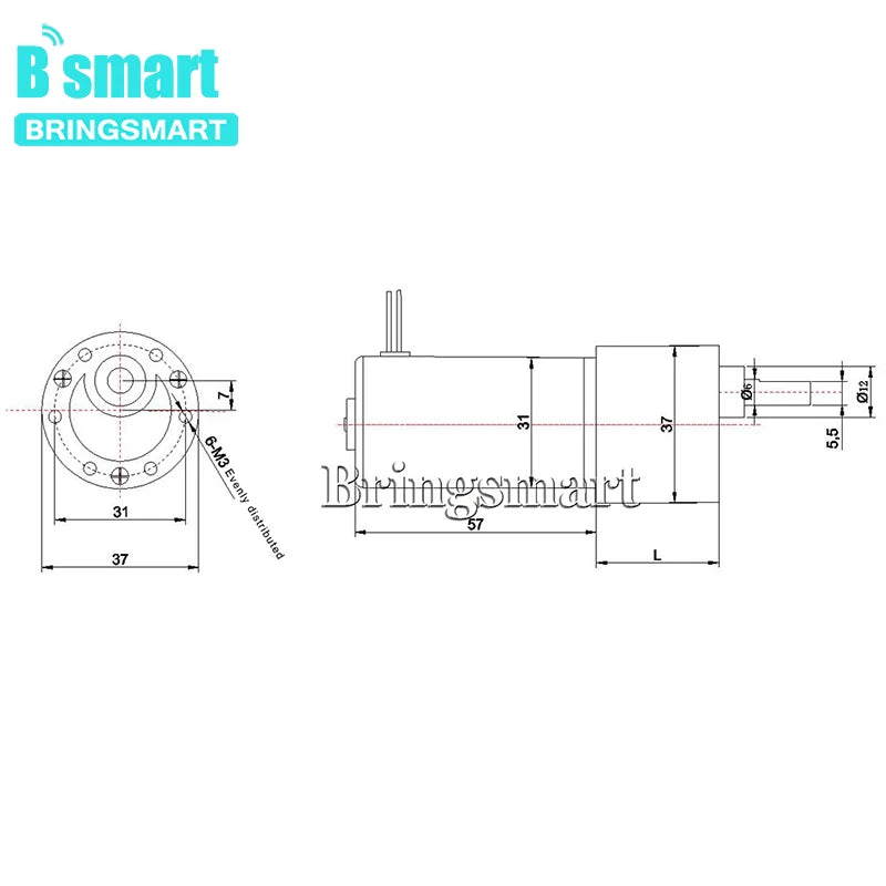 12V/24V DC Gear Motor, High Torque Reversible Reduction Motor