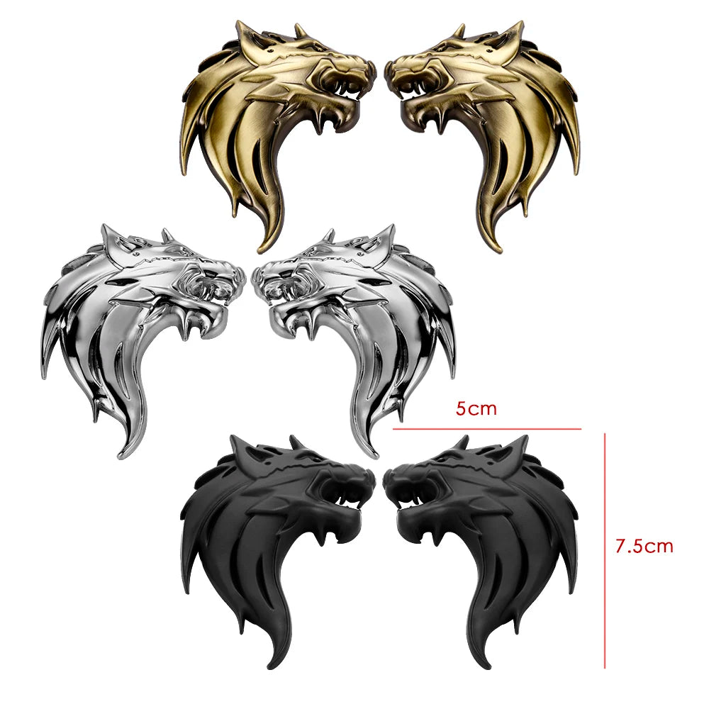 3D Wolf Head Metal Emblem Badge for Car Motorcycle - Silver/Gun/Bronze - image 6