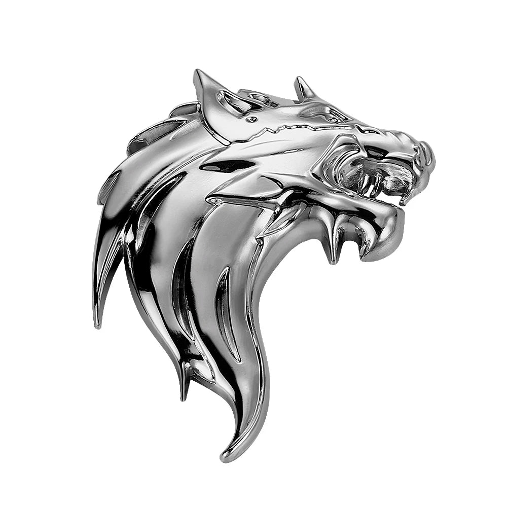 3D Wolf Head Metal Emblem Badge for Car Motorcycle - Silver/Gun/Bronze - image 8