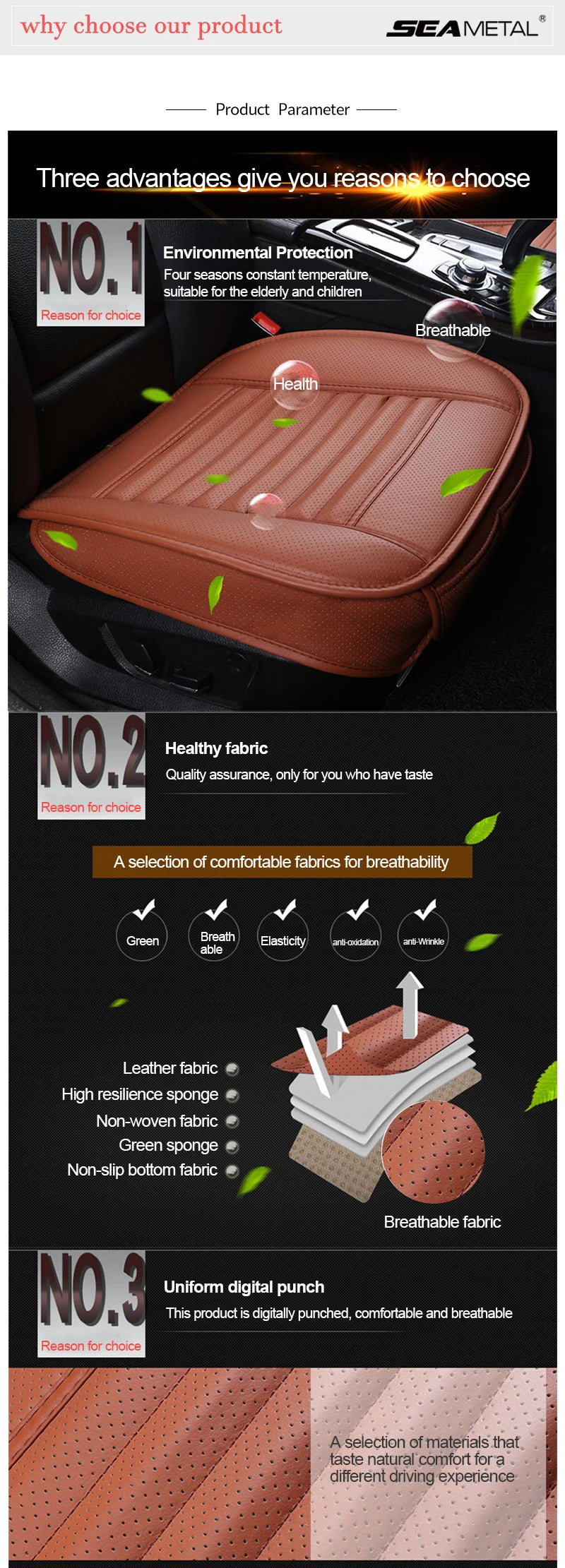 PU Leather Car Seat Cover, Front or Rear