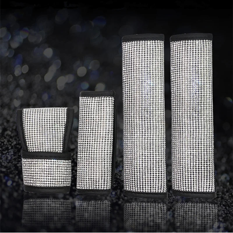 Rhinestone PU Leather Steering Wheel Cover, 38cm