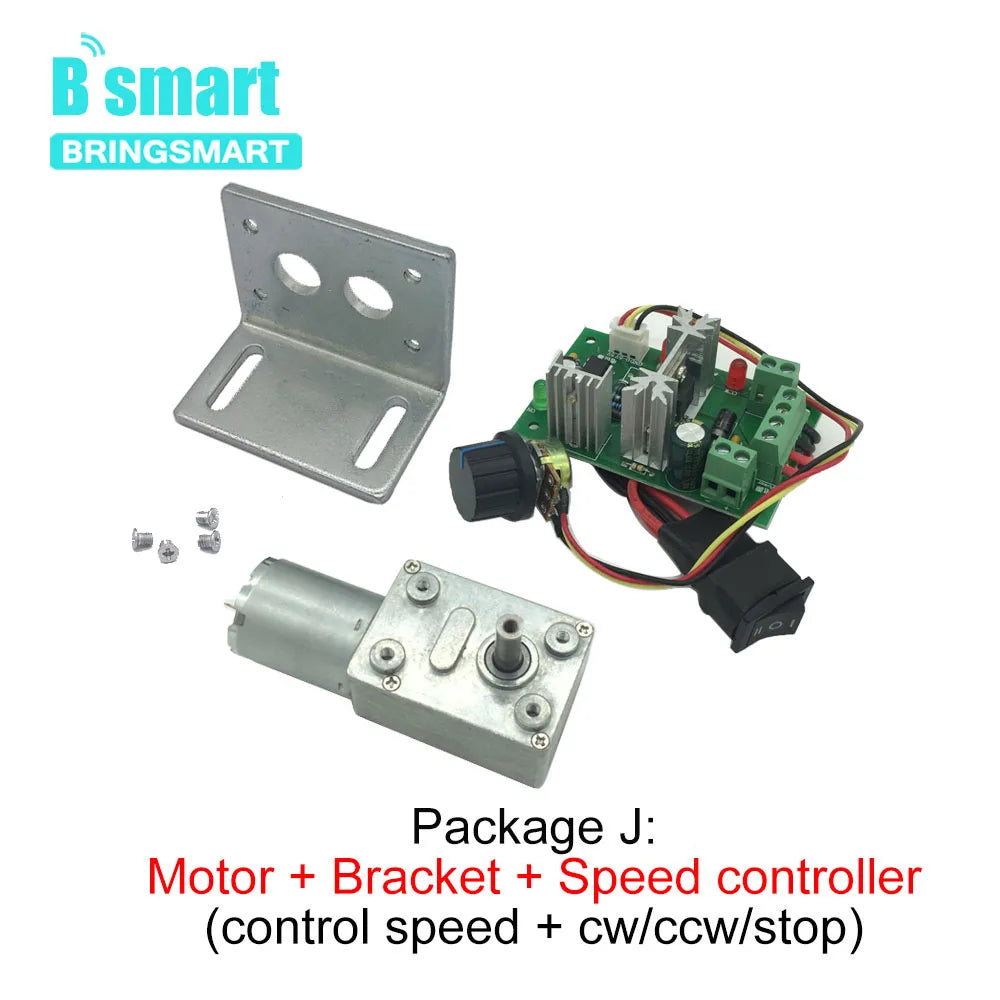 6V 24V Worm Gear Motor 12V Reducer 3-210RPM DC High Torque Electric Motor Metal Gear Reverse Self Lock For Automation Customized