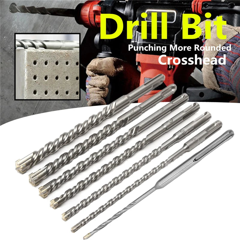 110/160/210/260mm Electric Hammer Drill Bits 5-25mm Cross Type Tungsten Steel Alloy SDS Plus For Masonry Concrete Rock Stone