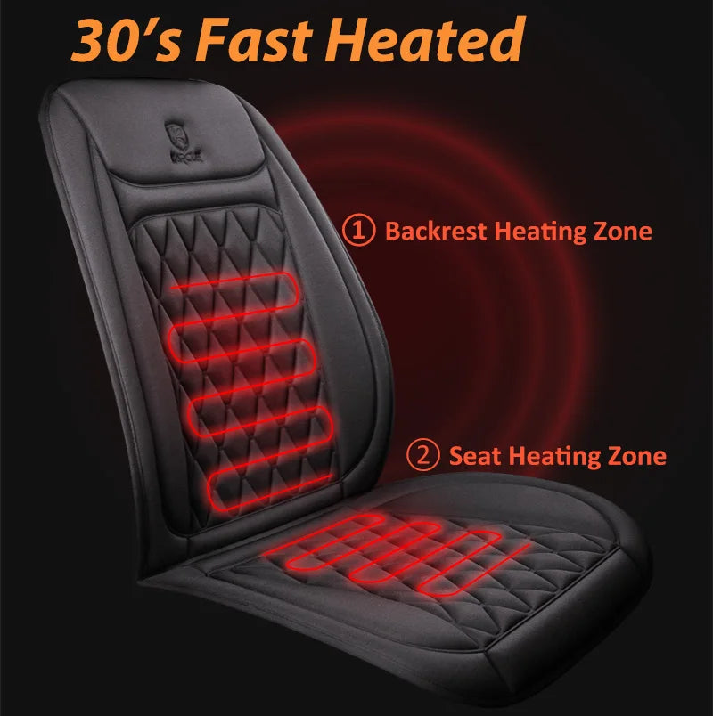 12-24V Heated Car Seat Cover with 3 Heat Settings
