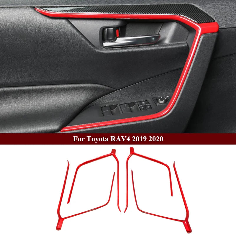Red Chrome Interior Trim Kit for Toyota RAV4 2019-2020 - image 3