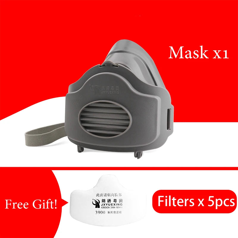 Reusable Rubber Dust Mask Respirator with Cotton Filters for Builders