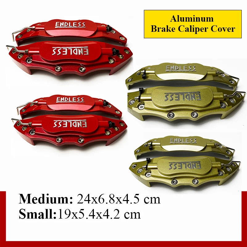 Universal Aluminum Brake Caliper Covers - 4 Pack (Blue/Red/Yellow)