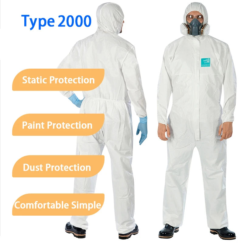 Chemical Coveralls Full Body Siamese with Hood Protective Clothing SMS Material Dust-Proof and Anti-Static Laboratory Sets